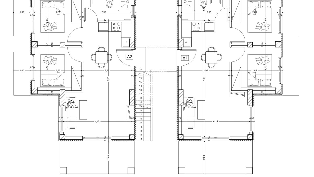 Κάτοψη ισογείου διαμερισμάτων